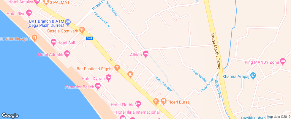 Отель Albion на карте Албании