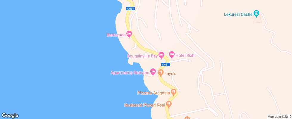 Отель Boungainville Bay на карте Албании
