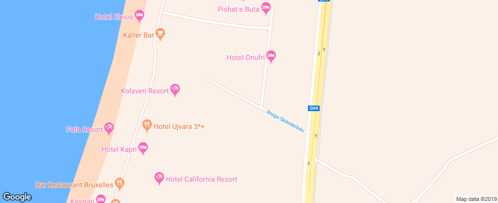 Отель Kolaveri Resort на карте Албании