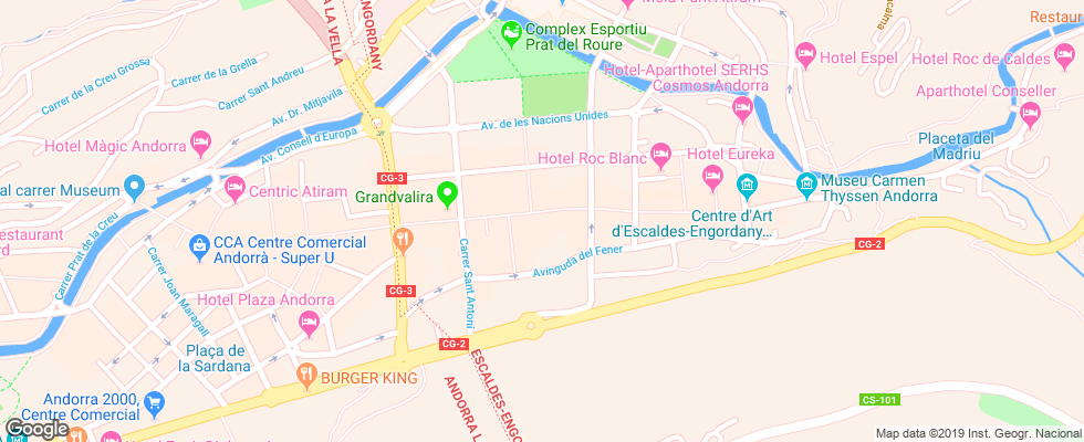 Отель Les Closes на карте Андорры