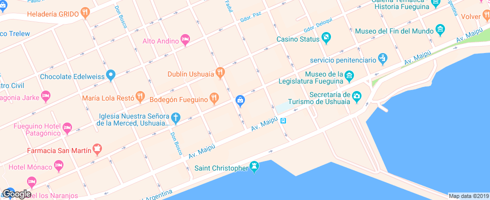 Отель Lennox Hotel Ushuaia на карте Аргентины