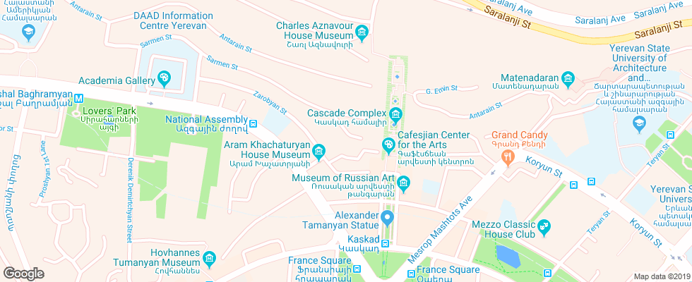 Отель Cascade на карте Армении