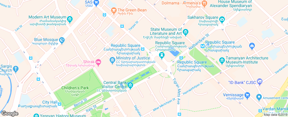 Отель Marriott Yerevan на карте Армении