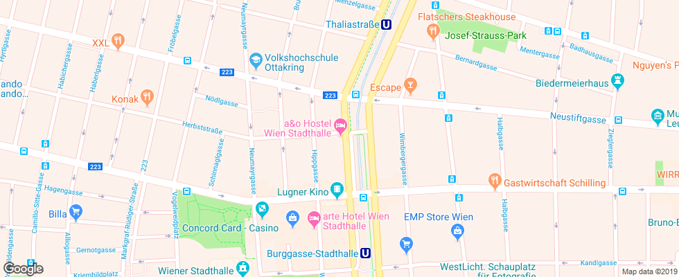 Отель A&o Wien Stadthalle на карте Австрии