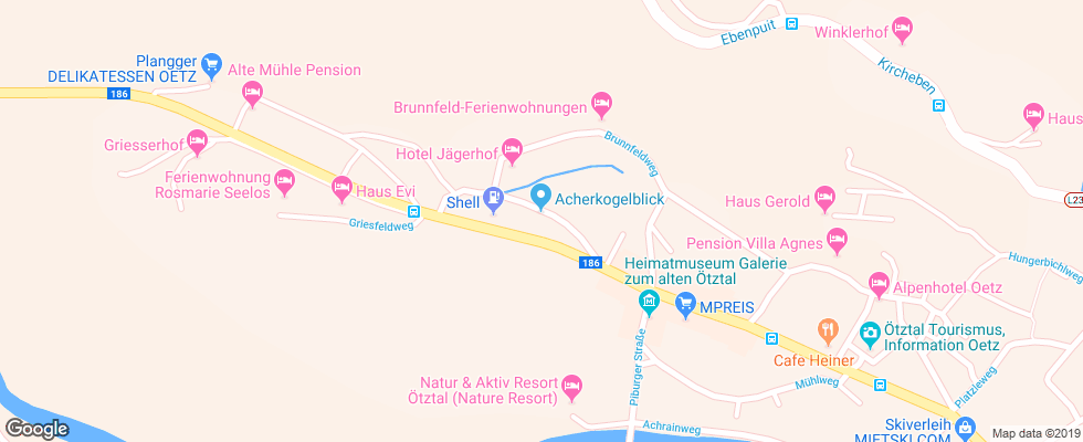 Отель Acherkogelblick на карте Австрии
