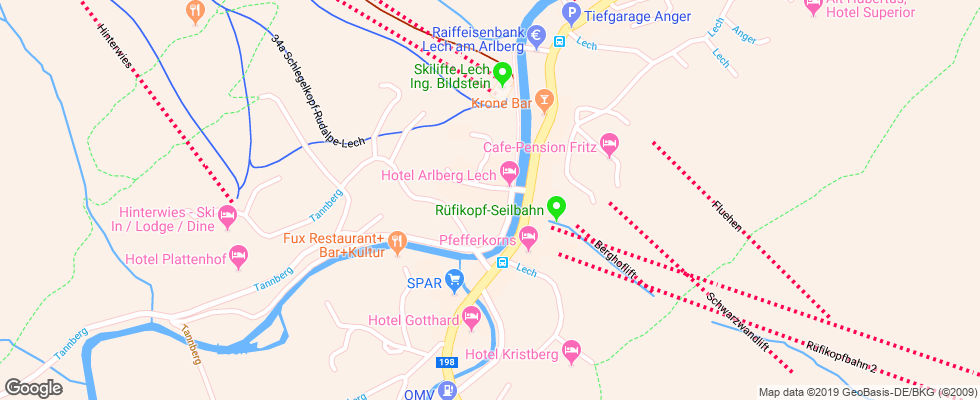 Отель Arlberg на карте Австрии