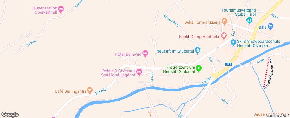 Отель Bellevue Neustift на карте Австрии