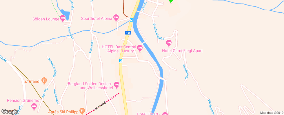Отель Central Soelden на карте Австрии