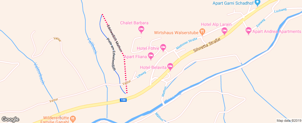 Отель Fliana Apart на карте Австрии