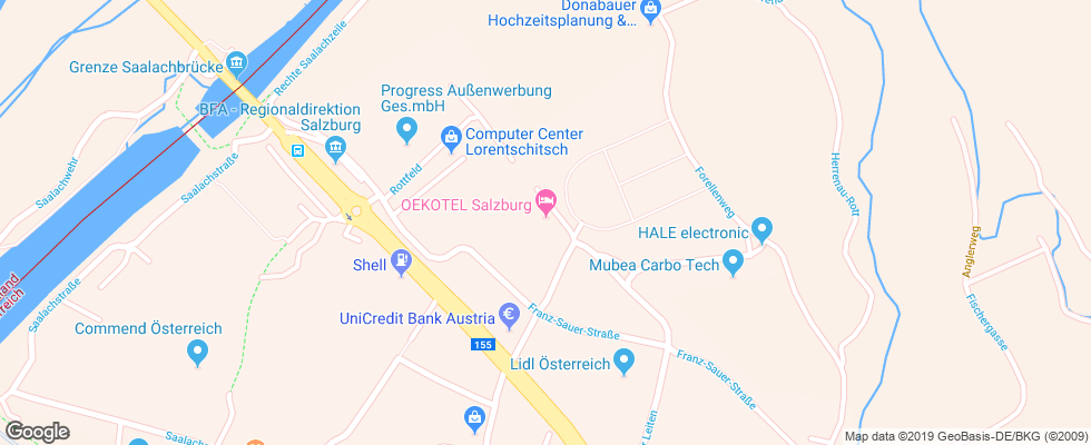 Отель Oekotel Salzburg на карте Австрии