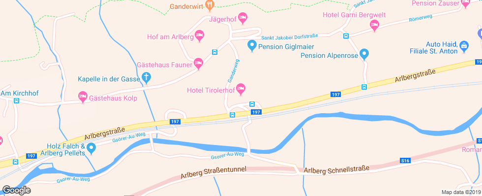 Отель Tirolerhof St.anton на карте Австрии