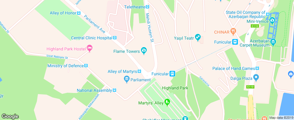 Отель Fairmont Baku на карте Азербайджана