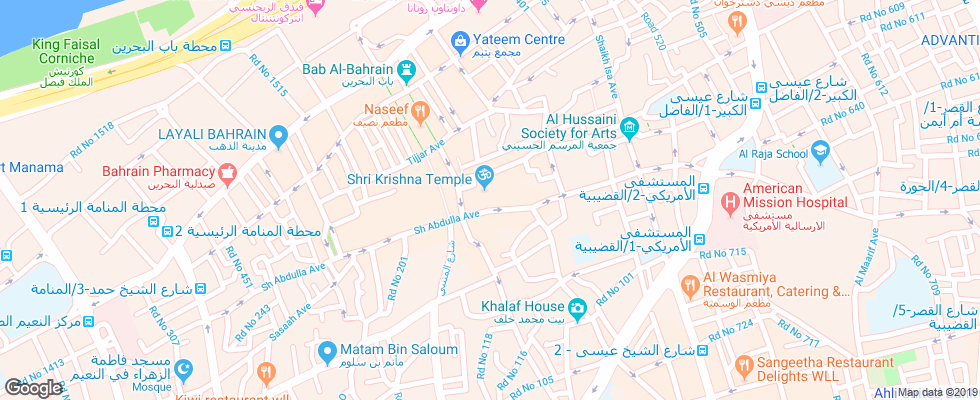 Отель Bahrain International на карте Бахрейна