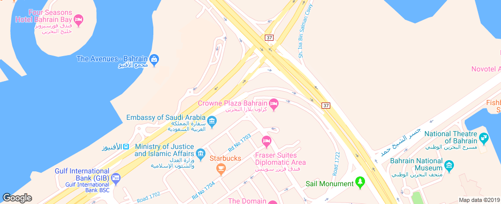 Отель Crowne Plaza на карте Бахрейна