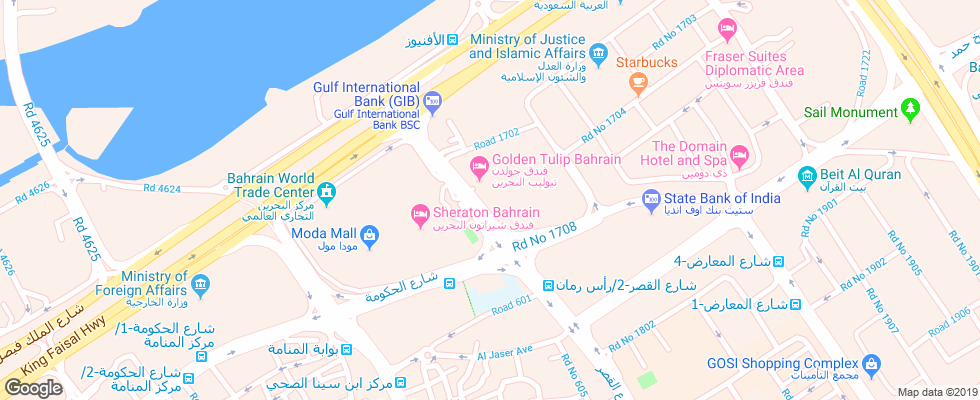 Отель Golden Tulip Bahrain на карте Бахрейна