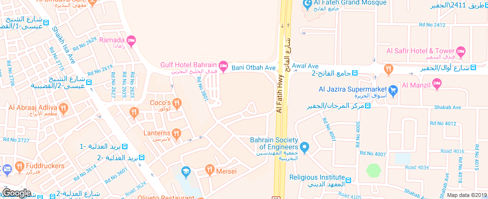 Отель Gulf Hotel Bahrain на карте Бахрейна