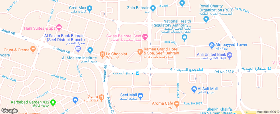 Отель Ramee Grand Hotel & Spa на карте Бахрейна