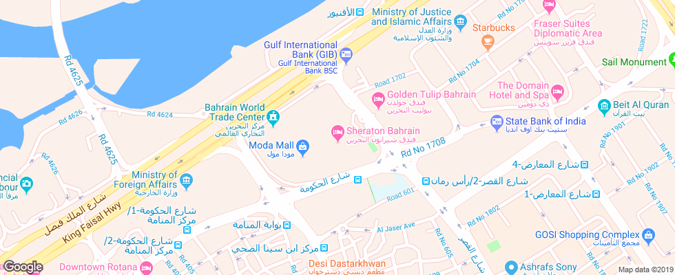 Отель Sheraton Bahrain на карте Бахрейна