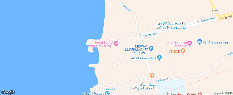 Отель Sofitel Bahrain Zallaq Thalassa Sea & Spa на карте Бахрейна