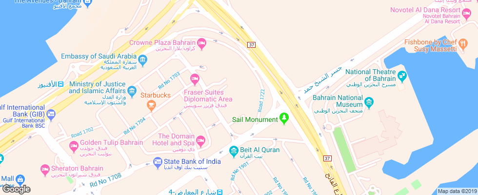 Отель The Diplomat Radisson Blu Hotel Residence & Spa на карте Бахрейна
