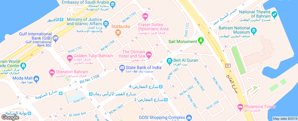 Отель The Domain Hotel And Spa на карте Бахрейна
