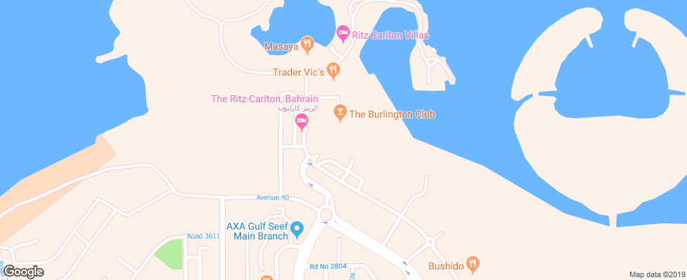 Отель The Ritz Carlton Bahrain Hotel & Spa на карте Бахрейна