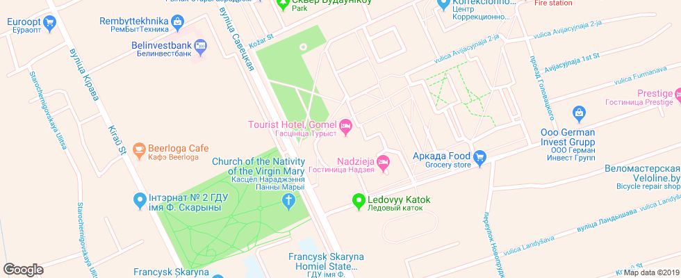 Отель Turist на карте Беларуси
