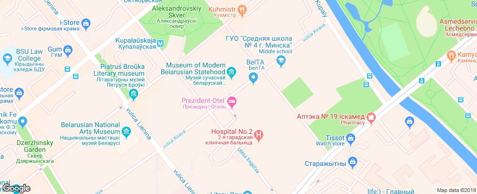 Отель Prezident на карте Беларуси