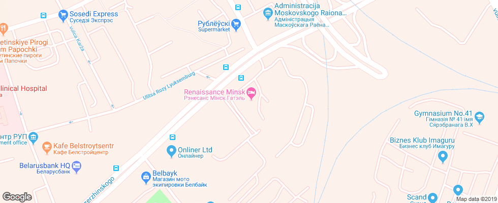 Отель Renessans Minsk на карте Беларуси