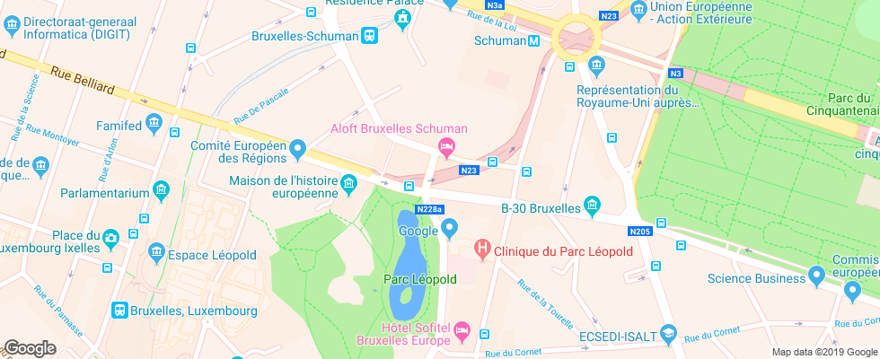 Отель Aloft Brussels Schuman на карте Бельгии