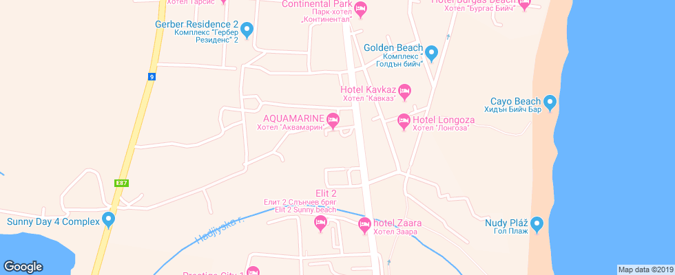 Отель Aquamarin Sozopol на карте Болгарии