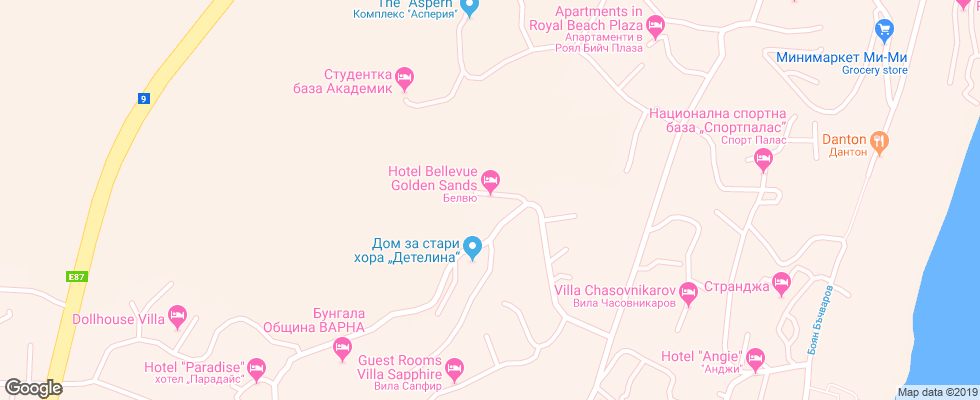 Отель Bellevue Chaika на карте Болгарии