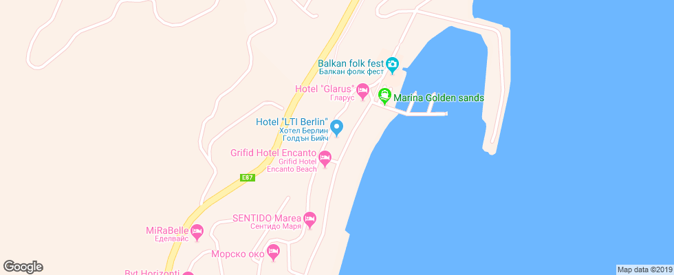Отель Berlin Golden Beach на карте Болгарии