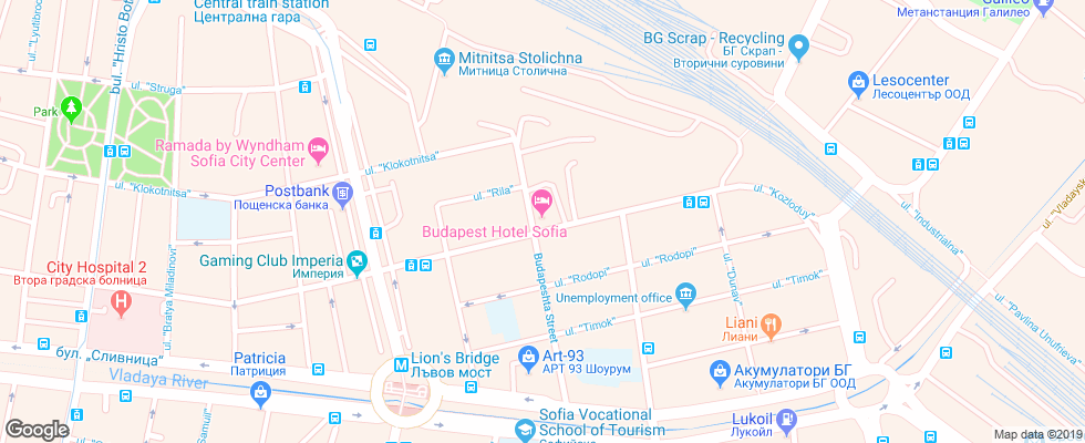 Отель Budapest на карте Болгарии