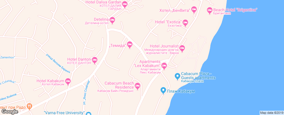 Отель Cabacum Beach на карте Болгарии