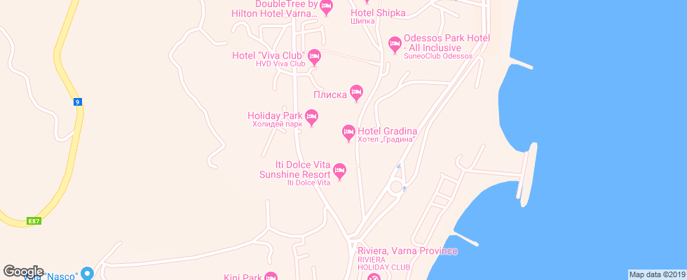 Отель Gradina на карте Болгарии