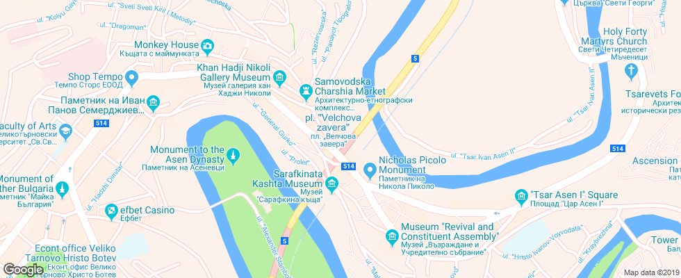 Отель Grand Hotel Yantra на карте Болгарии