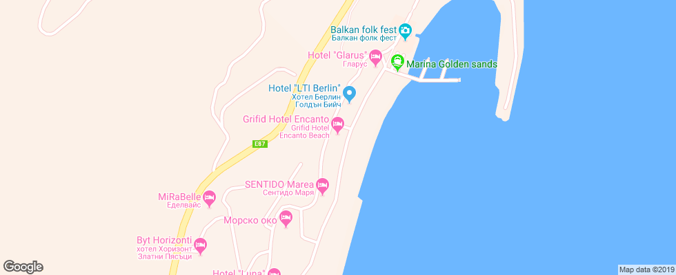 Отель Grifid Encanto Beach на карте Болгарии