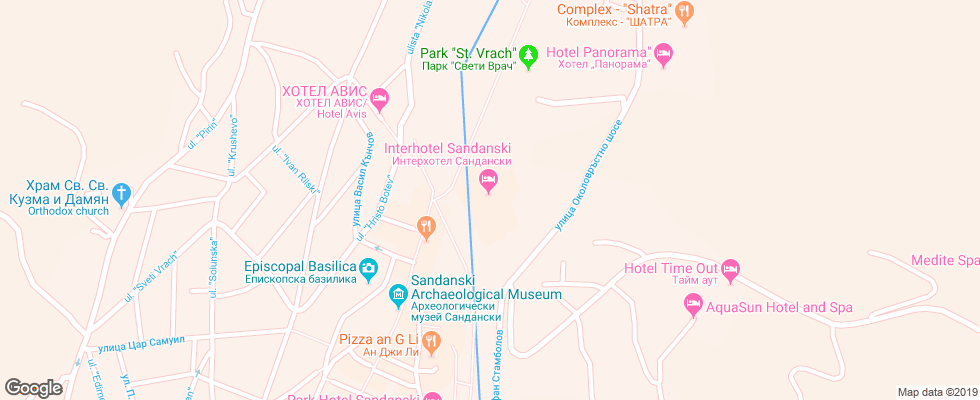 Отель Interhotel Sandanski на карте Болгарии
