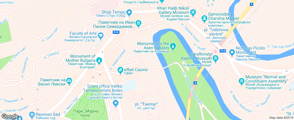 Отель Interhotel Veliko Tarnovo на карте Болгарии