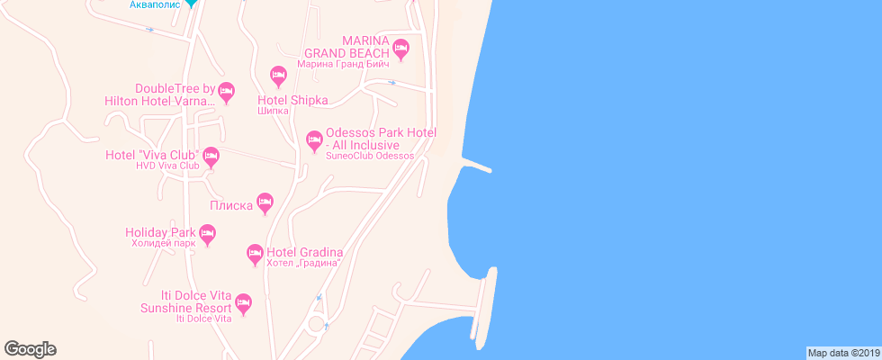 Отель Nympha Riviera на карте Болгарии