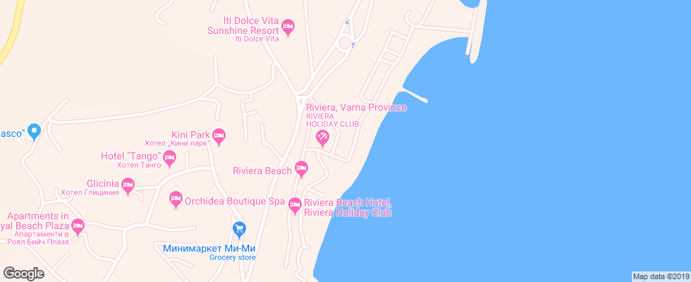 Отель Oasis Riviera на карте Болгарии