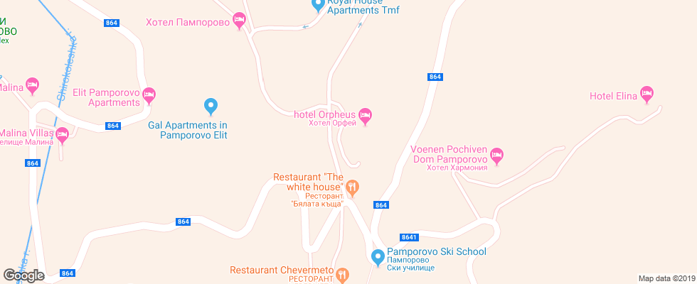 Отель Orpheus Pamporovo на карте Болгарии