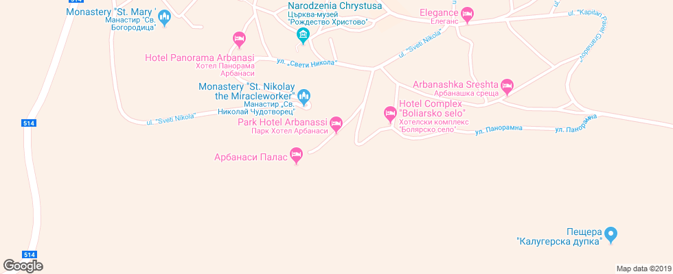 Отель Park Hotel Arbanassi на карте Болгарии