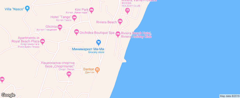 Отель Riviera Beach на карте Болгарии