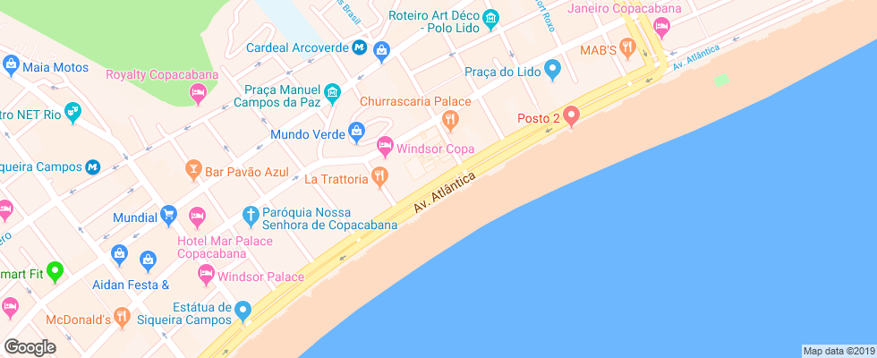 Отель Copacabana Palace на карте Бразилии