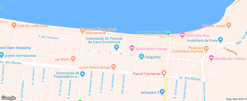 Отель Jurere Beach Village на карте Бразилии