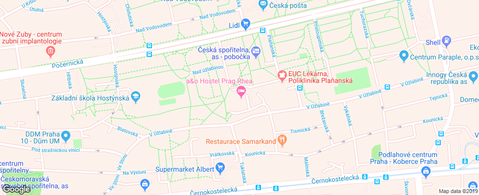 Отель A&o Prague Rhea на карте Чехии