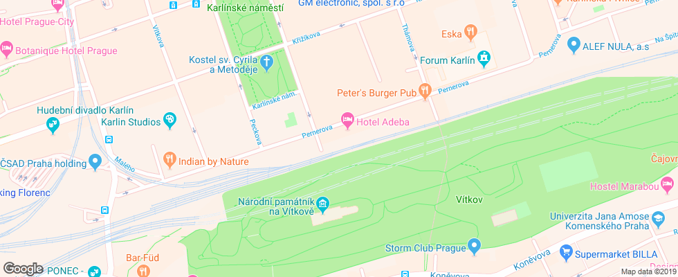 Отель Adeba на карте Чехии