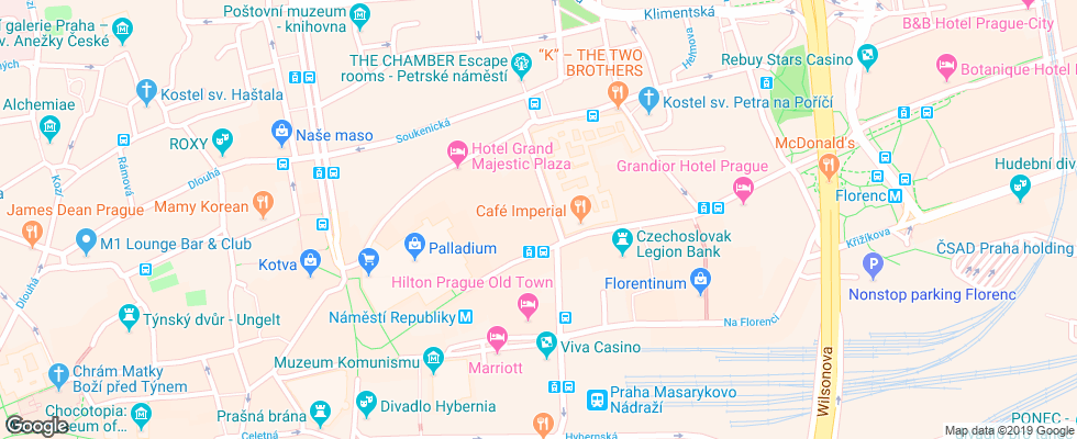 Отель Cosmopolitan на карте Чехии